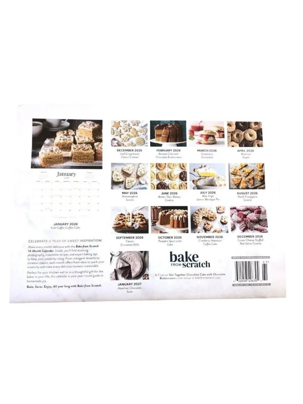 Bake From Scratch 2026 14-Mo Calendar Featuring Recipes Desserts Baking Holidays